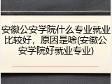 安徽公安学院什么专业就业比较好，原因是啥(安徽公安学院好就业专业)