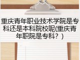 重庆青年职业技术学院是专科还是本科院校呢(重庆青年职院是专科？)