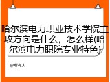 哈尔滨电力职业技术学院主攻方向是什么，怎么样(哈尔滨电力职院专业特色)