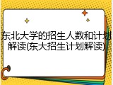 东北大学的招生人数和计划解读(东大招生计划解读)