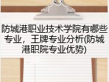防城港职业技术学院有哪些专业，王牌专业分析(防城港职院专业优势)
