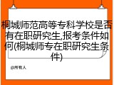 桐城师范高等专科学校是否有在职研究生,报考条件如何(桐城师专在职研究生条件)