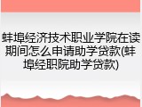蚌埠经济技术职业学院在读期间怎么申请助学贷款(蚌埠经职院助学贷款)