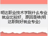明达职业技术学院什么专业就业比较好，原因是啥(明达职院好就业专业)
