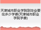 天津城市职业学院到毕业要花多少学费(天津城市职业学院学费)