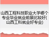 山西工程科技职业大学哪个专业毕业就业前景比较好(山西工科就业好专业)