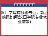 汉口学院有哪些专业，就业前景如何(汉口学院专业就业前景)