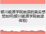 银川能源学院就读的真实感觉如何(银川能源学院就读体验)