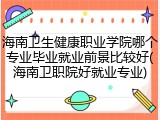 海南卫生健康职业学院哪个专业毕业就业前景比较好(海南卫职院好就业专业)