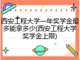 西安工程大学一年奖学金最多能拿多少(西安工程大学奖学金上限)