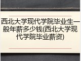 西北大学现代学院毕业生一般年薪多少钱(西北大学现代学院毕业薪资)
