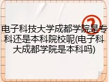电子科技大学成都学院是专科还是本科院校呢(电子科大成都学院是本科吗)