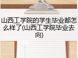 山西工学院的学生毕业都怎么样了(山西工学院毕业去向)
