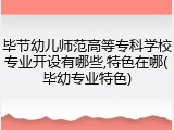 毕节幼儿师范高等专科学校专业开设有哪些,特色在哪(毕幼专业特色)