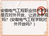 安徽电气工程职业技术学院是否对外开放，让进去参观吗？(安徽电气工程学院对外开放吗？)