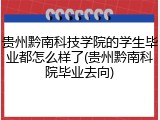 贵州黔南科技学院的学生毕业都怎么样了(贵州黔南科院毕业去向)