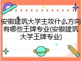 安徽建筑大学主攻什么方向有哪些王牌专业(安徽建筑大学王牌专业)