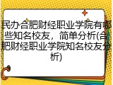 民办合肥财经职业学院有哪些知名校友，简单分析(合肥财经职业学院知名校友分析)