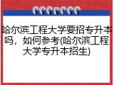 哈尔滨工程大学要招专升本吗，如何参考(哈尔滨工程大学专升本招生)