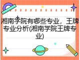 湘南学院有哪些专业，王牌专业分析(湘南学院王牌专业)