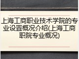 上海工商职业技术学院的专业设置概况介绍(上海工商职院专业概况)