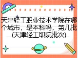 天津轻工职业技术学院在哪个城市，是本科吗，第几批(天津轻工职院批次)