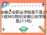 安徽公安职业学院是不是211或985高校(安徽公安学院是211吗)