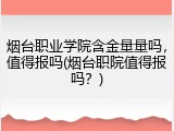 烟台职业学院含金量量吗，值得报吗(烟台职院值得报吗？)