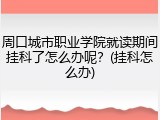 周口城市职业学院就读期间挂科了怎么办呢？(挂科怎么办)