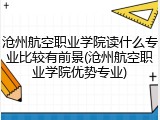 沧州航空职业学院读什么专业比较有前景(沧州航空职业学院优势专业)