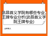武昌首义学院有哪些专业，王牌专业分析(武昌首义学院王牌专业)