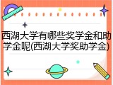 西湖大学有哪些奖学金和助学金呢(西湖大学奖助学金)