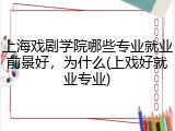 上海戏剧学院哪些专业就业前景好，为什么(上戏好就业专业)