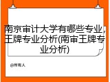 南京审计大学有哪些专业，王牌专业分析(南审王牌专业分析)