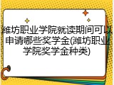 潍坊职业学院就读期间可以申请哪些奖学金(潍坊职业学院奖学金种类)