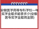 安徽医学高等专科学校一年奖学金最多能拿多少(安徽医专奖学金最高金额)