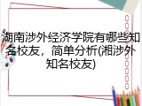 湖南涉外经济学院有哪些知名校友，简单分析(湘涉外知名校友)