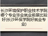 长沙环境保护职业技术学院哪个专业毕业就业前景比较好(长沙环保学院好就业专业)