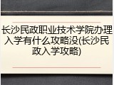 长沙民政职业技术学院办理入学有什么攻略没(长沙民政入学攻略)