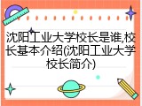 沈阳工业大学校长是谁,校长基本介绍(沈阳工业大学校长简介)