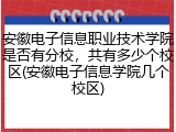 安徽电子信息职业技术学院是否有分校，共有多少个校区(安徽电子信息学院几个校区)
