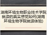 湖南环境生物职业技术学院就读的真实感觉如何(湖南环境生物学院就读体验)