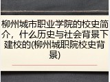 柳州城市职业学院的校史简介，什么历史与社会背景下建校的(柳州城职院校史背景)