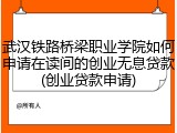 武汉铁路桥梁职业学院如何申请在读间的创业无息贷款(创业贷款申请)