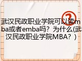 武汉民政职业学院可以读mba或者emba吗？为什么(武汉民政职业学院MBA？)