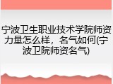 宁波卫生职业技术学院师资力量怎么样，名气如何(宁波卫院师资名气)