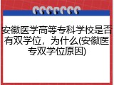 安徽医学高等专科学校是否有双学位，为什么(安徽医专双学位原因)