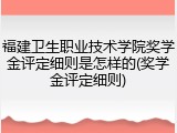 福建卫生职业技术学院奖学金评定细则是怎样的(奖学金评定细则)