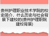 贵州护理职业技术学院的校史简介，什么历史与社会背景下建校的(贵州护理职院建校背景)
