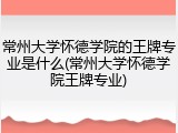 常州大学怀德学院的王牌专业是什么(常州大学怀德学院王牌专业)